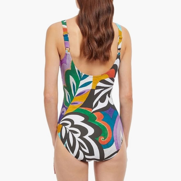 Gottex Tribal Art Surplice One Piece Swimsuit Multicolor Size 16 7958 - Picture 2 of 2